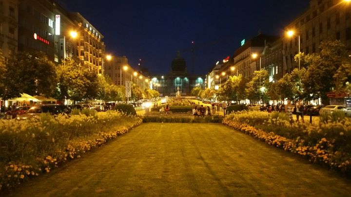 Wenceslas square at night